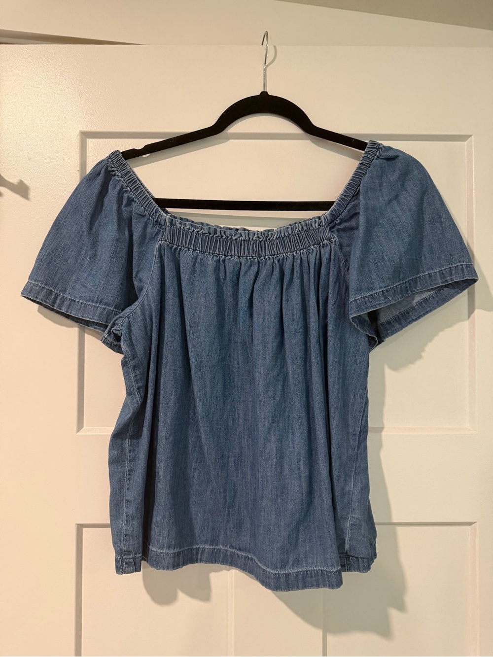 GAP Light Blue Off-Shoulder Chambray Top